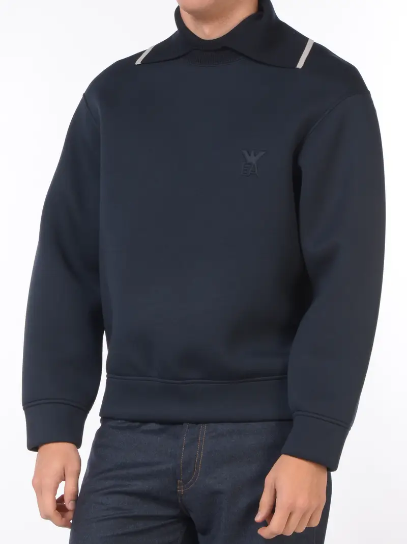 felpa da uomo Emporio Armani con collo e logo Blu