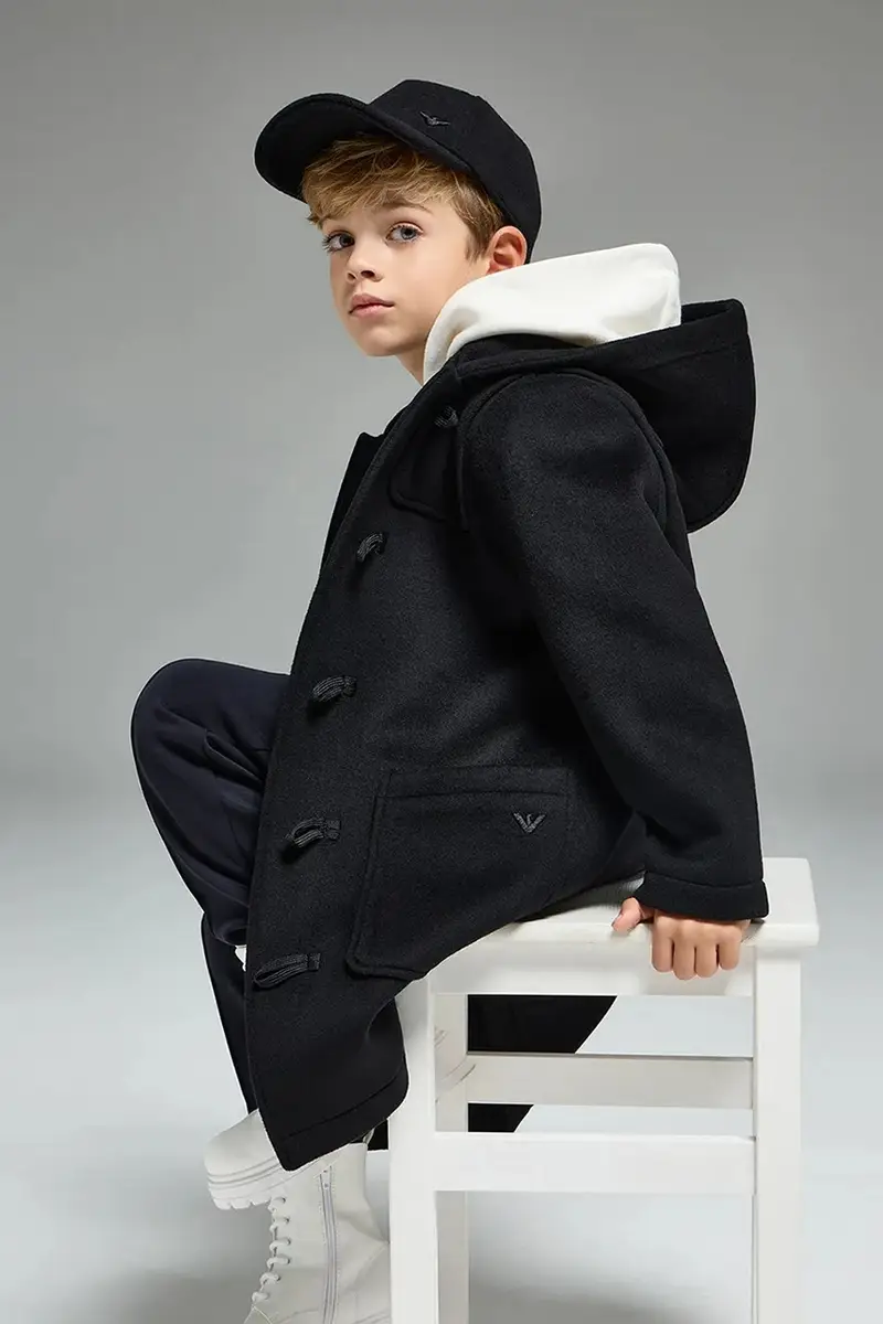 felpa in cotone bambino/a colore blu navy con cappuccio EB000770 AF16135 miniatura 5