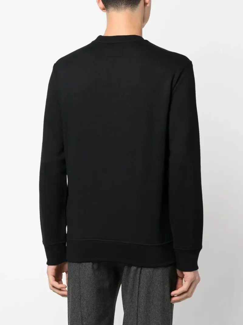 Felpa nera con logo stampato e maniche lunghe Nero miniatura 2