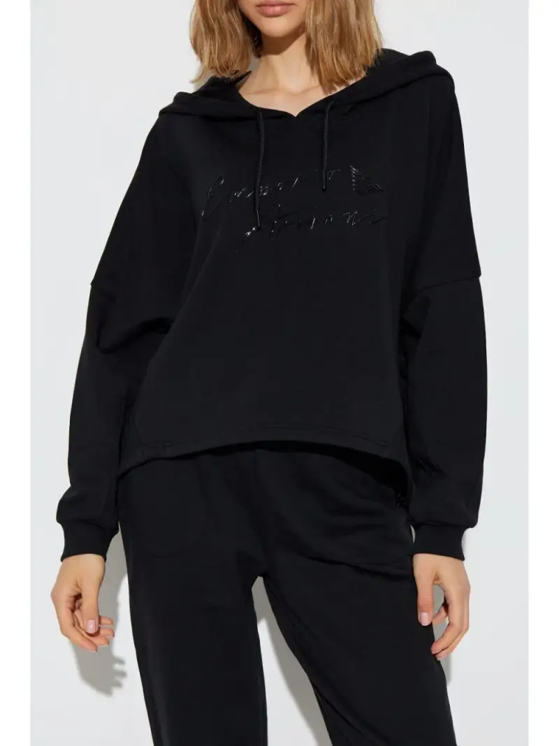 Felpa nera logo lucido Nero miniatura 2