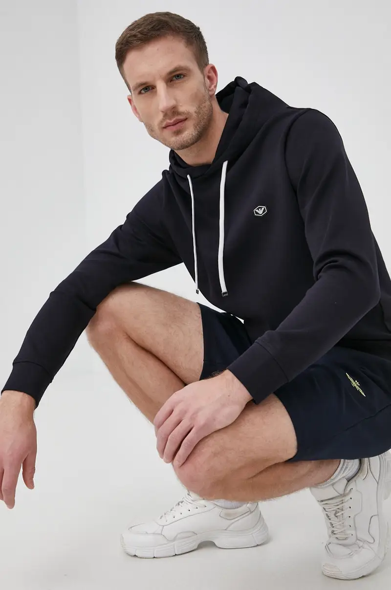 felpa uomo colore blu navy con cappuccio miniatura 4