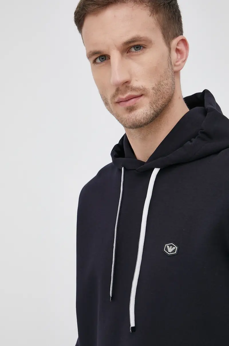 felpa uomo colore blu navy con cappuccio miniatura 5