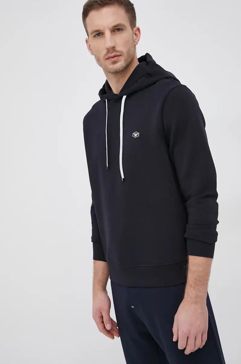 felpa uomo colore blu navy con cappuccio