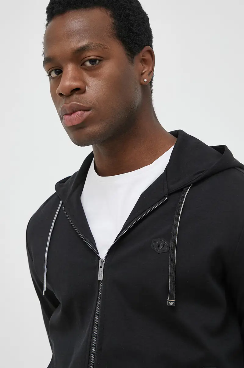 felpa uomo colore nero con cappuccio miniatura 4