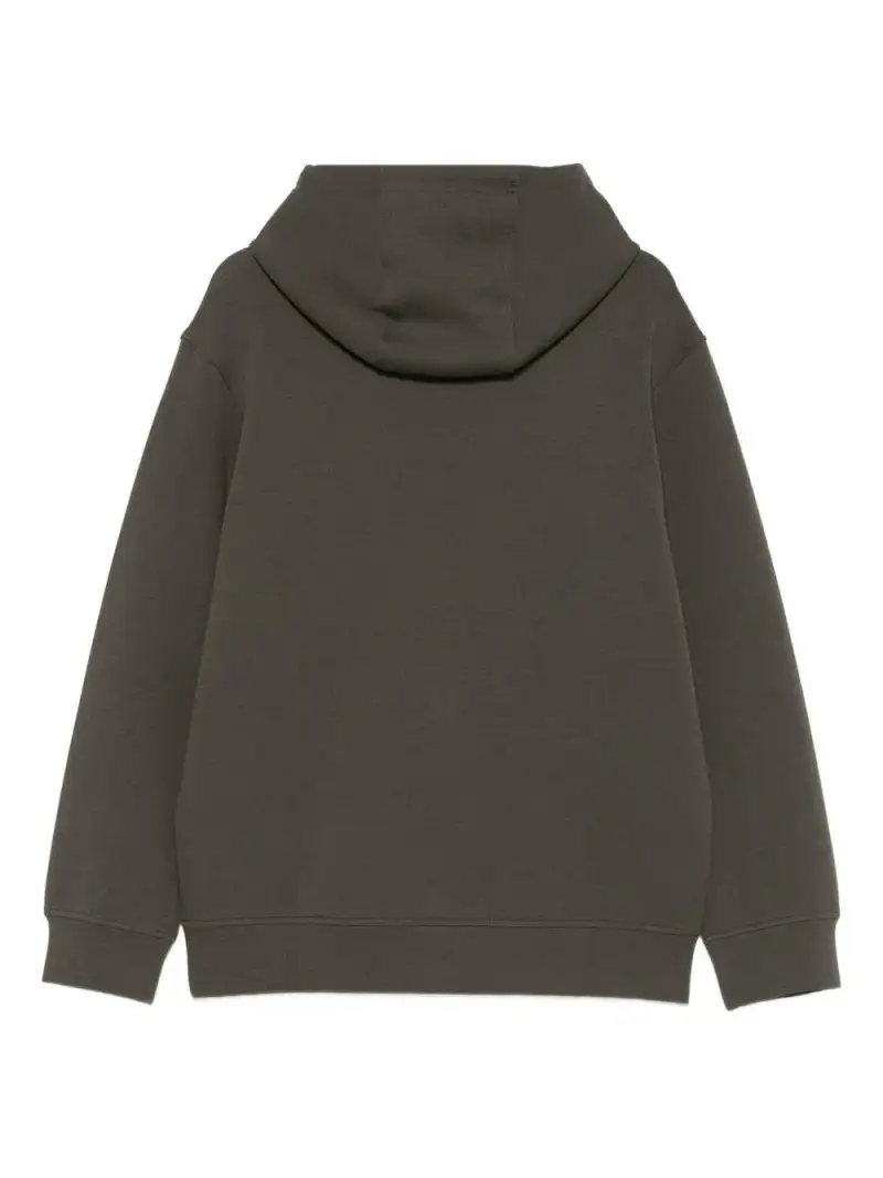 Felpa verde con logo appliqué e cappuccio miniatura 3