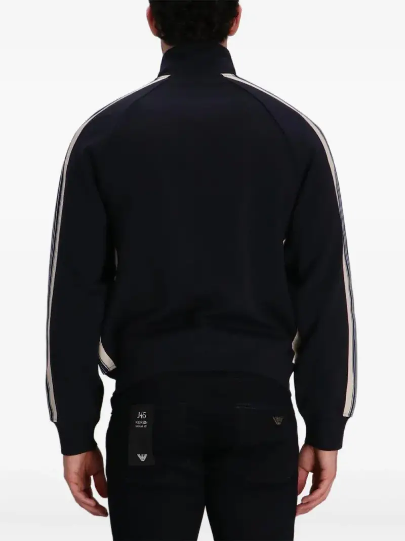 Giacca blu a righe laterali con cerniera miniatura 3