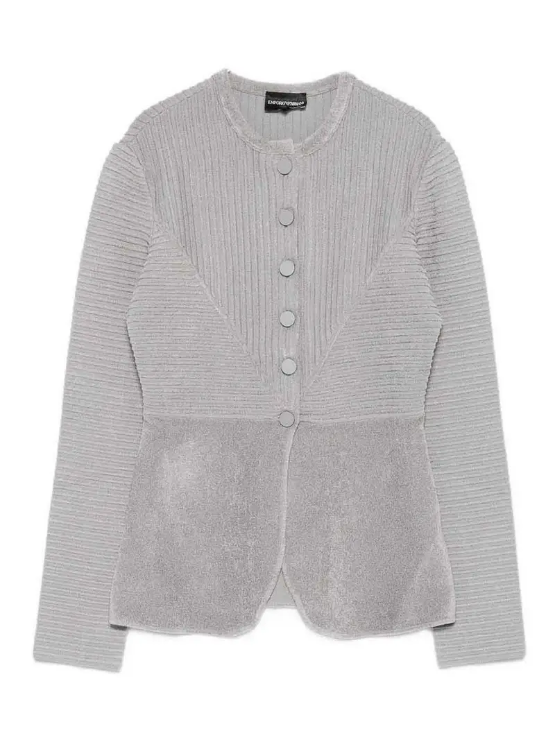 Giacca girocollo con bottoni Argento