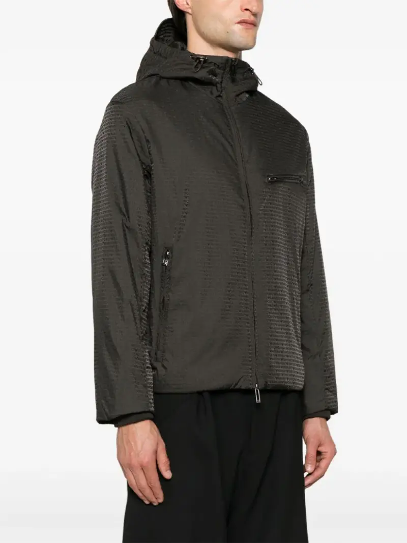 Giacca verde militare con logo all-over Verde milatare miniatura 3