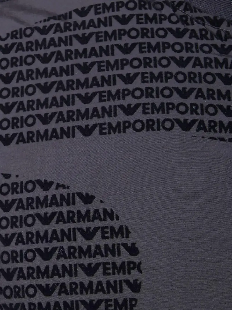 Giubbino bomber nero con stampa logo e chiusura a zip miniatura 3