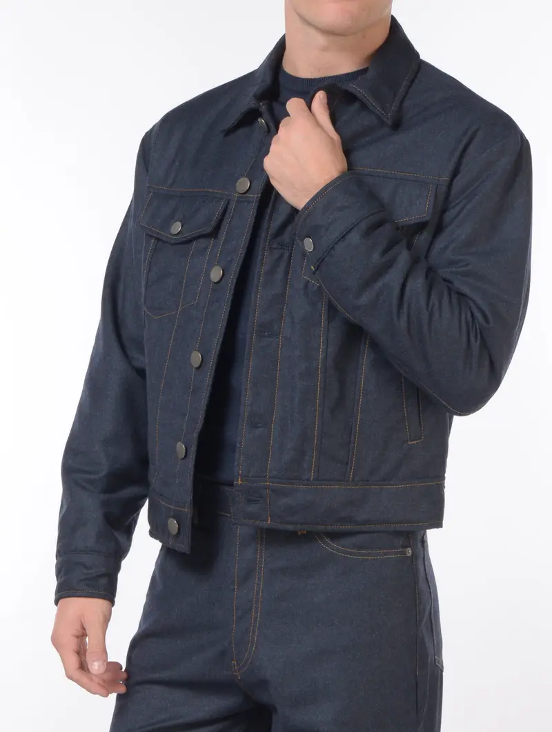 giubbino da uomo Emporio Armani in lana effetto denim con tasche Blu miniatura 2