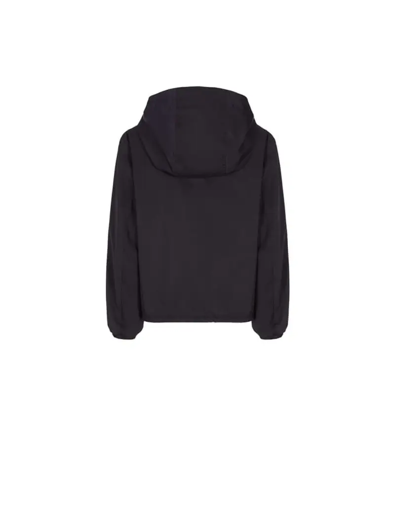 Emporio Armani giubbotto blu navy bambino in nylon con cappuccio chiusura zip logo aquila sul petto miniatura 3