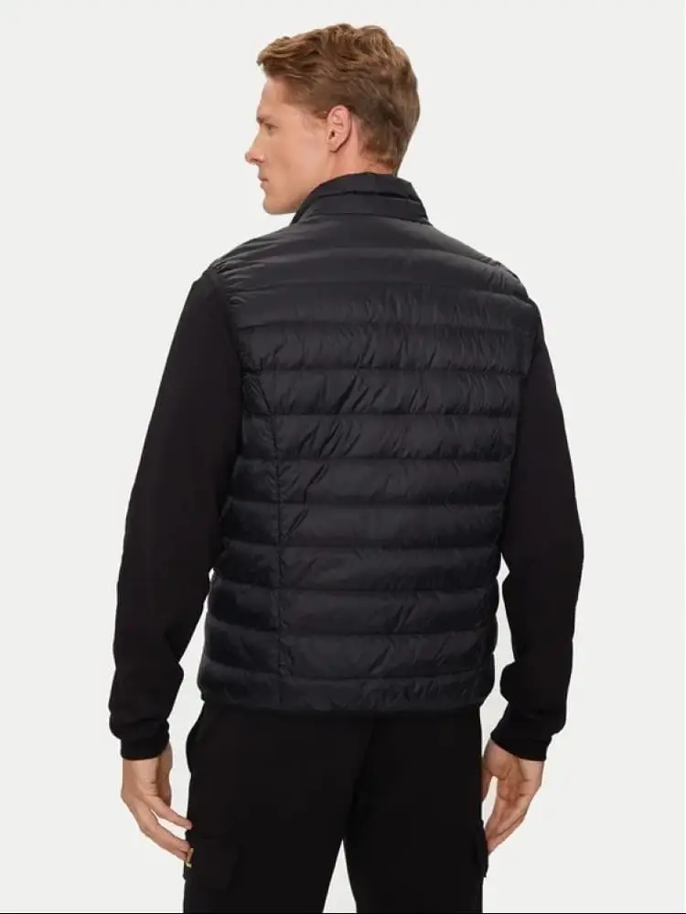 giubbotto piumino uomo smanicato nero con logo oro miniatura 3