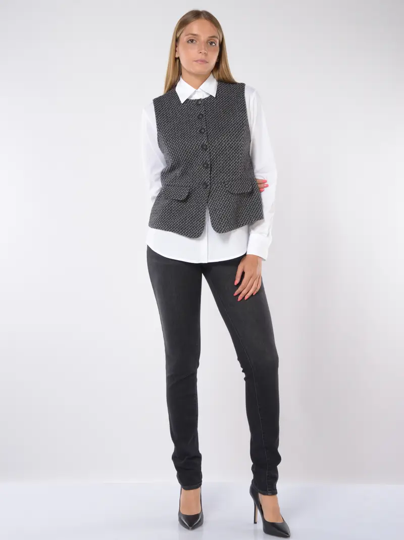 jeans da donna Emporio Armani Slim Fit in cotone riciclato NERO miniatura 2