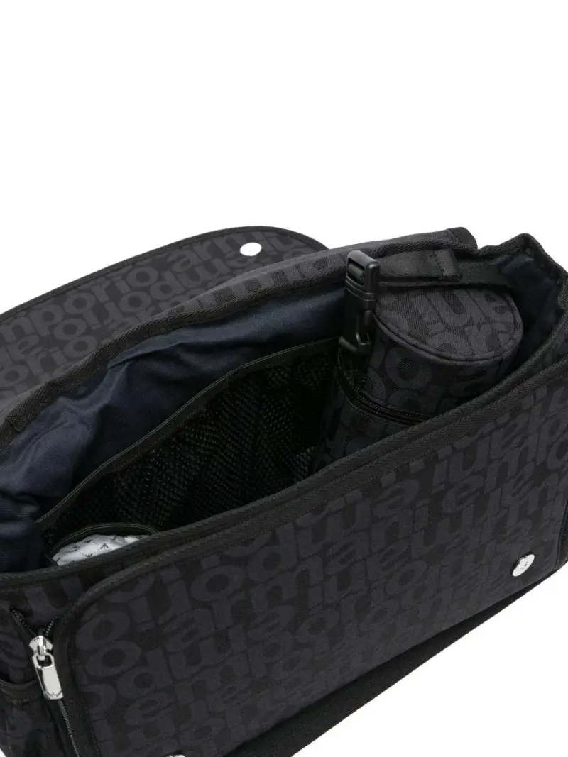 Borsa mamma nera con schema monografico Blu miniatura 3