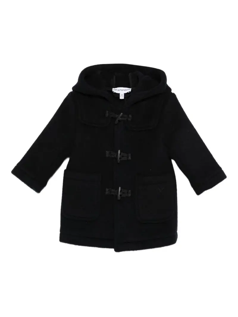 Cappotto nero con cappuccio classico Blu