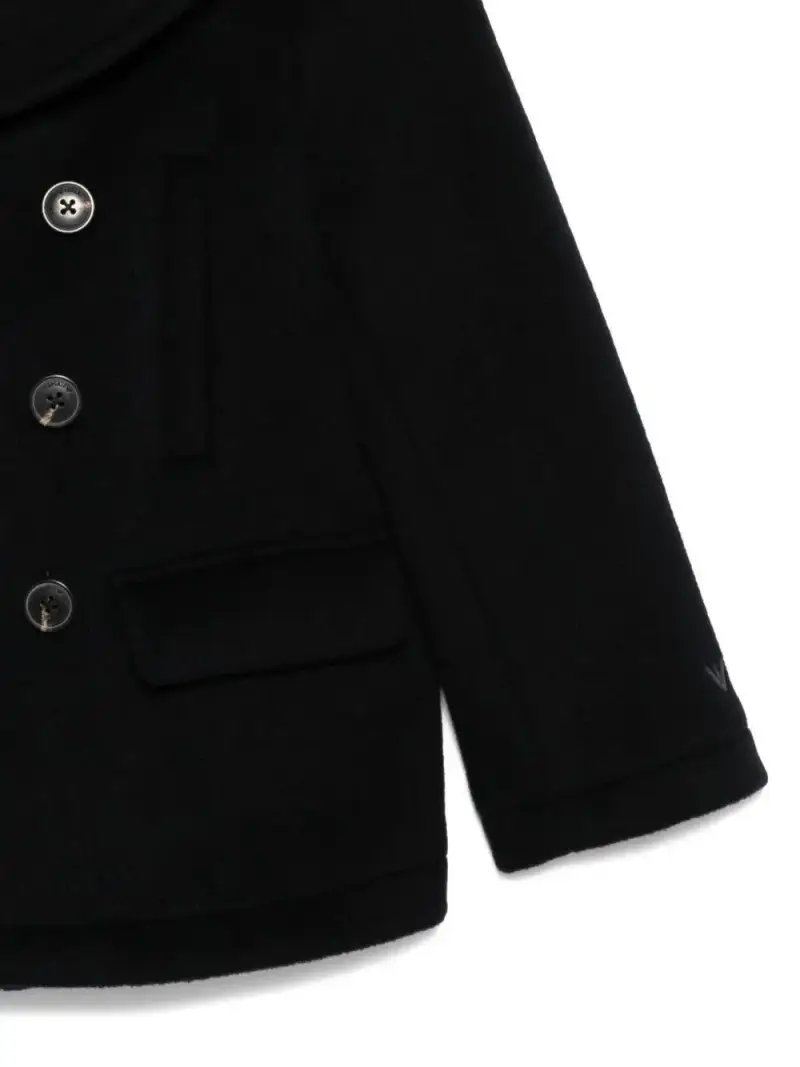 Cappotto per bambini blu doppiopetto miniatura 3