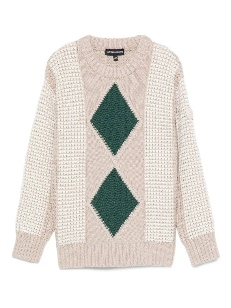 Emporio Armani Kids Maglione beige e verde per bambino