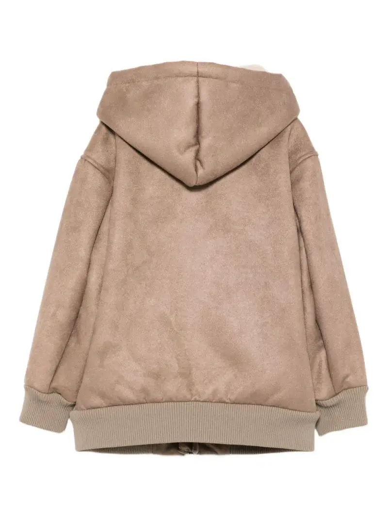 Felpa noce beige con chiusura frontale miniatura 2