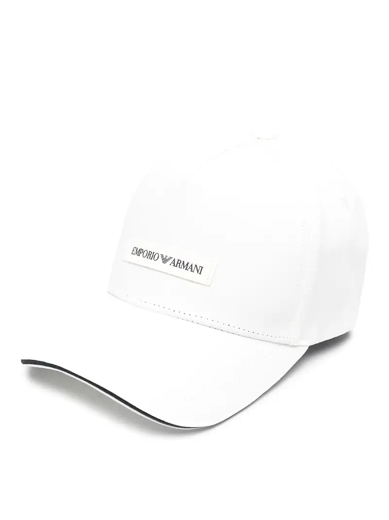 Logo Cap di cotone Bianco