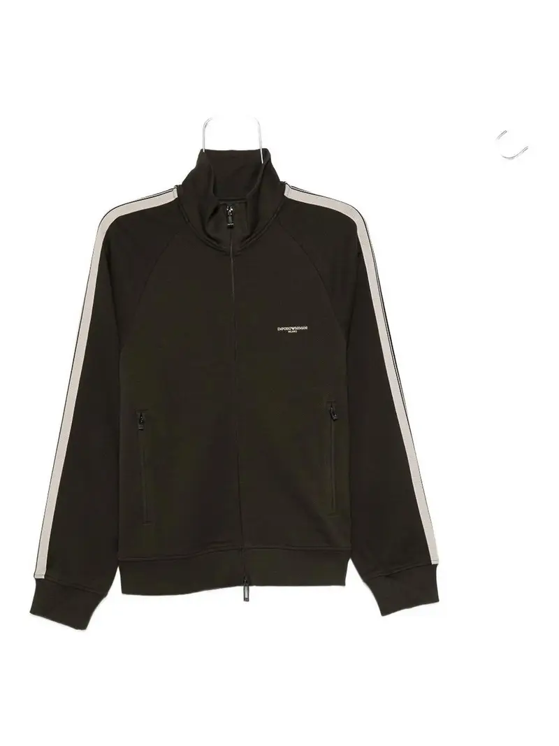 Logo Felpa con zip in cotone Nero