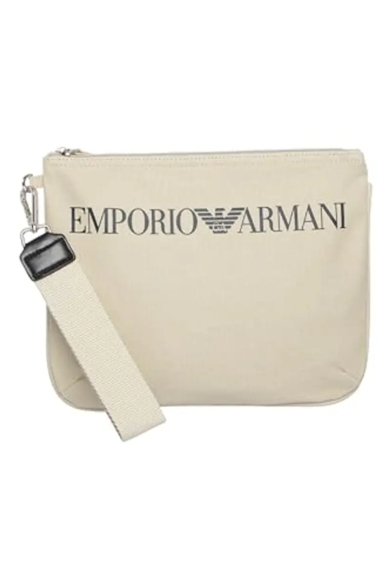 Emporio Armani Logo Pouch Bag, Grigio Perlato, Taglia Unica Unisex-Adulto