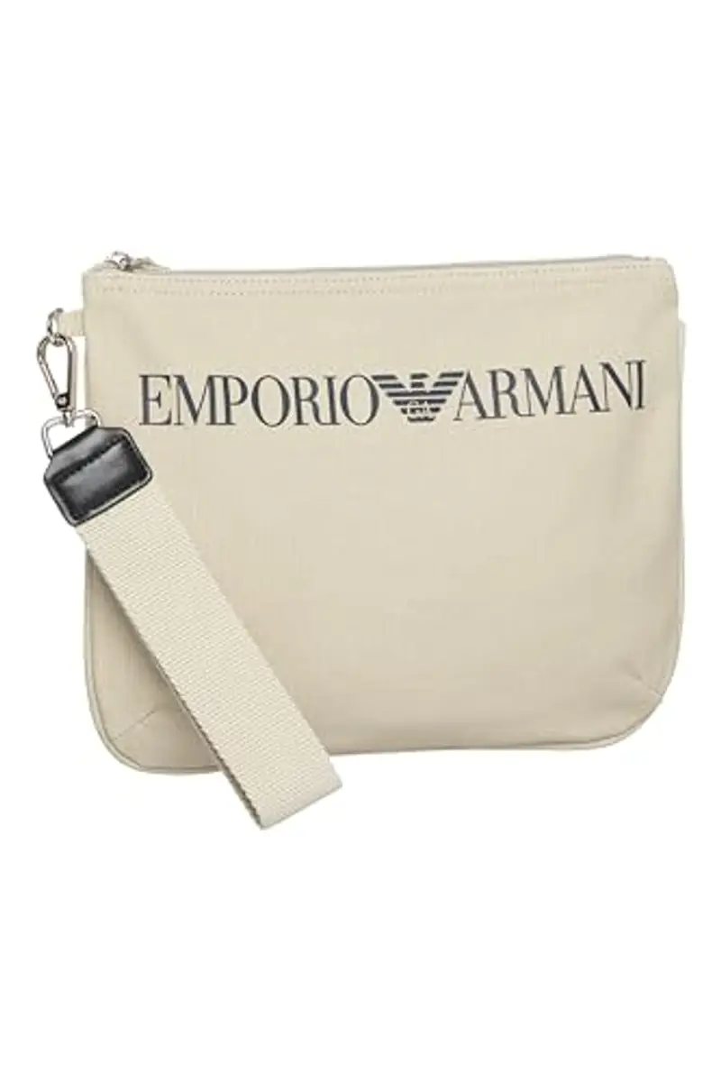 Emporio Armani Logo Pouch Bag, Grigio Perlato, Taglia Unica Unisex-Adulto miniatura 2
