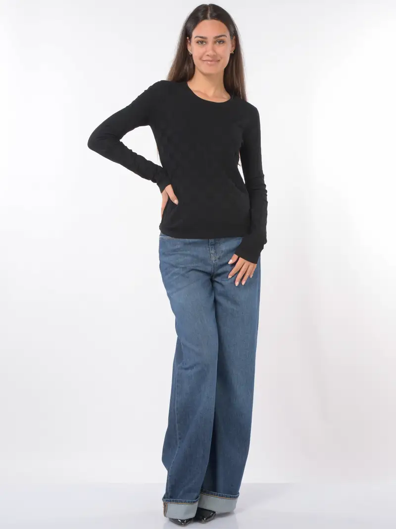 maglia da donna Emporio Armani a girocollo a fantasia jacquard Bianco miniatura 2