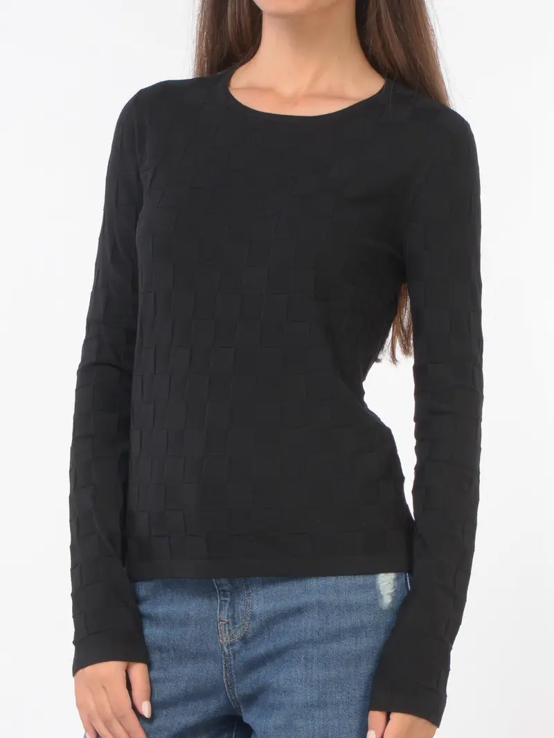 maglia da donna Emporio Armani a girocollo a fantasia jacquard Bianco