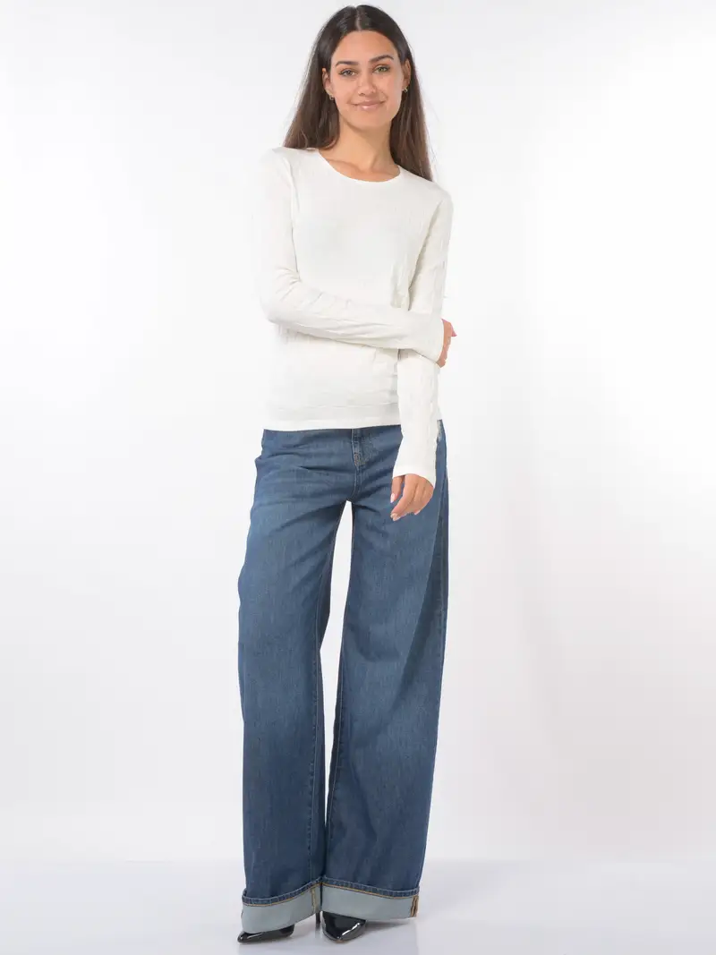 maglia da donna Emporio Armani a girocollo a fantasia jacquard NERO miniatura 2