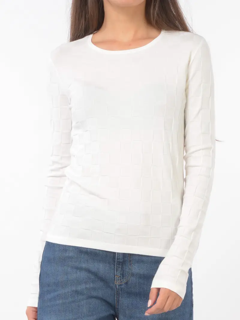 maglia da donna Emporio Armani a girocollo a fantasia jacquard NERO