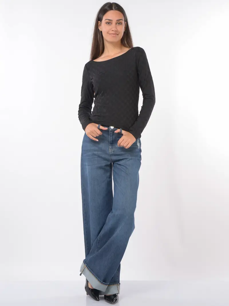 maglia da donna Emporio Armani con scollo a barchetta e fantasia jacquard Bianco miniatura 2