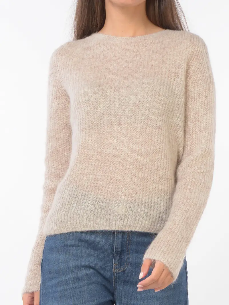 maglia da donna Emporio Armani in lana di alpaca a girocollo BEIGE