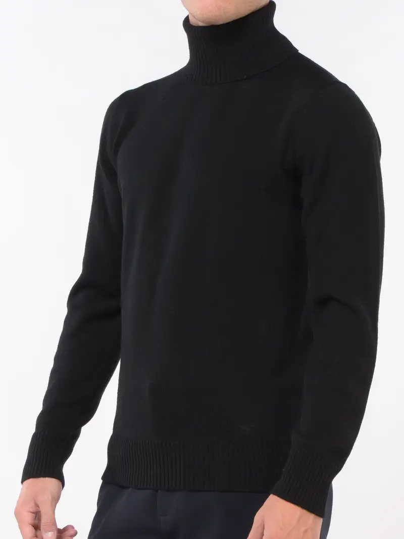 maglia da uomo Emporio Armani dolcevita tinta unita NERO