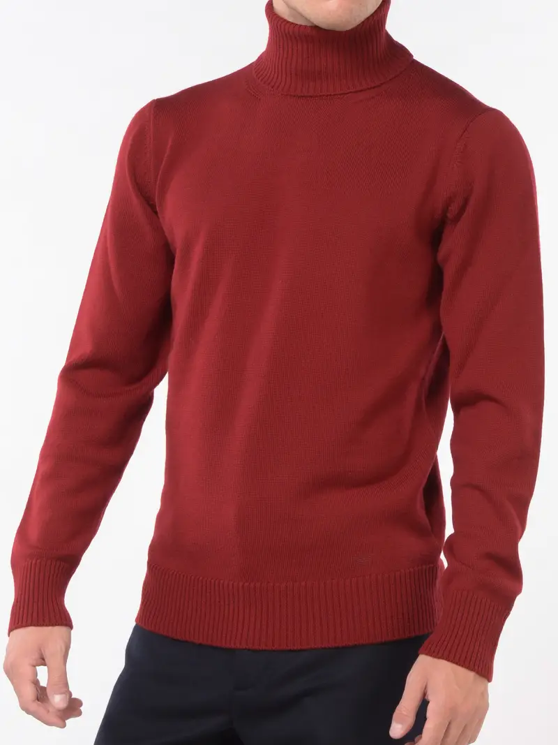 maglia da uomo Emporio Armani dolcevita tinta unita Rosso