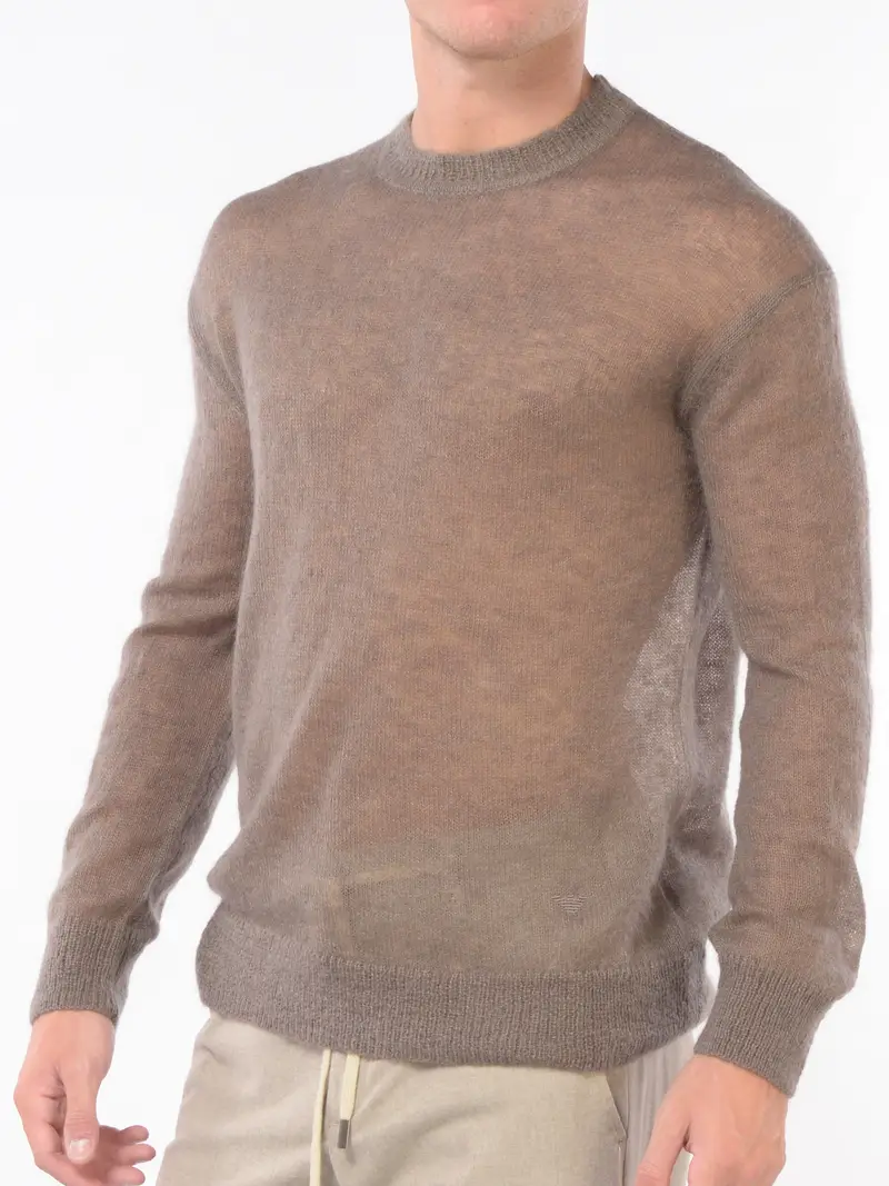 maglia da uomo Emporio Armani girocollo misto moahir MARRON