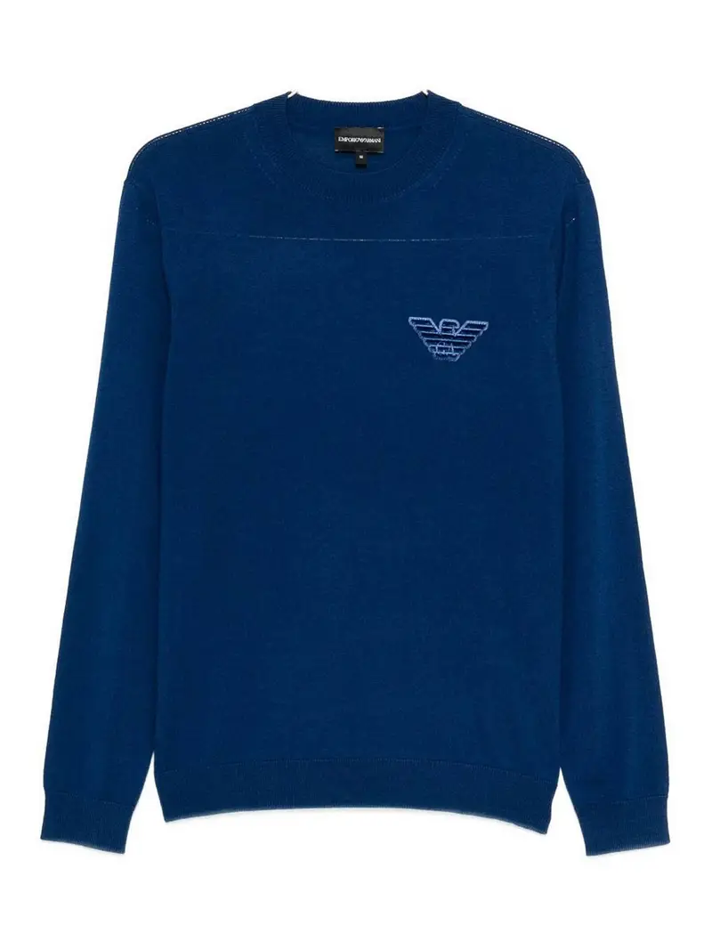 Maglia Girocollo In Lana Blu