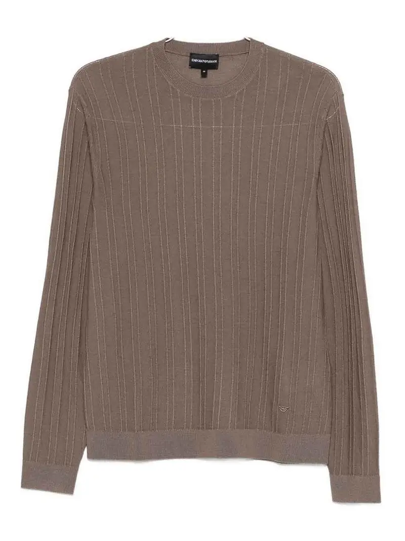 Maglia Girocollo In Lana Marrone Chiaro