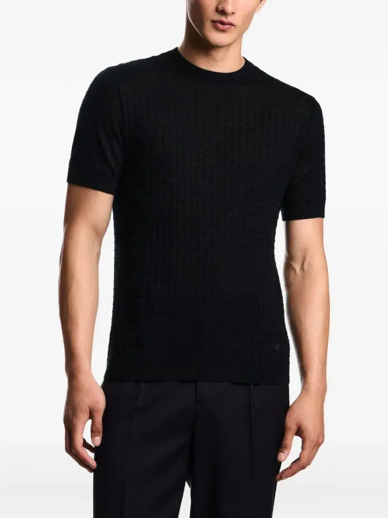 Maglietta nera a maniche corte con girocollo Nero miniatura 2