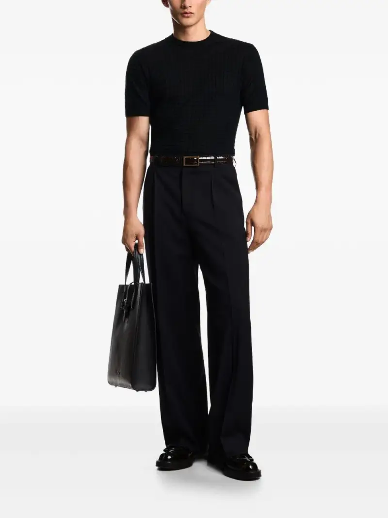 Maglietta nera a maniche corte con girocollo Nero miniatura 3