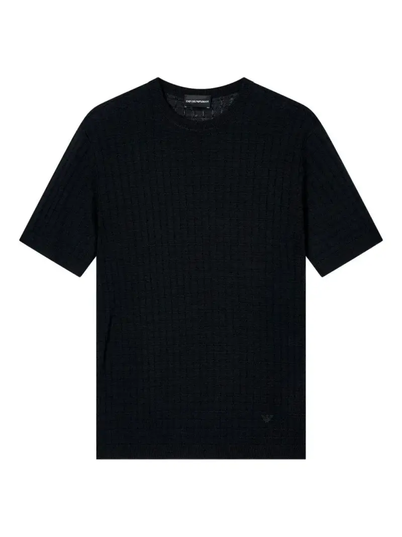 Maglietta nera a maniche corte con girocollo Nero