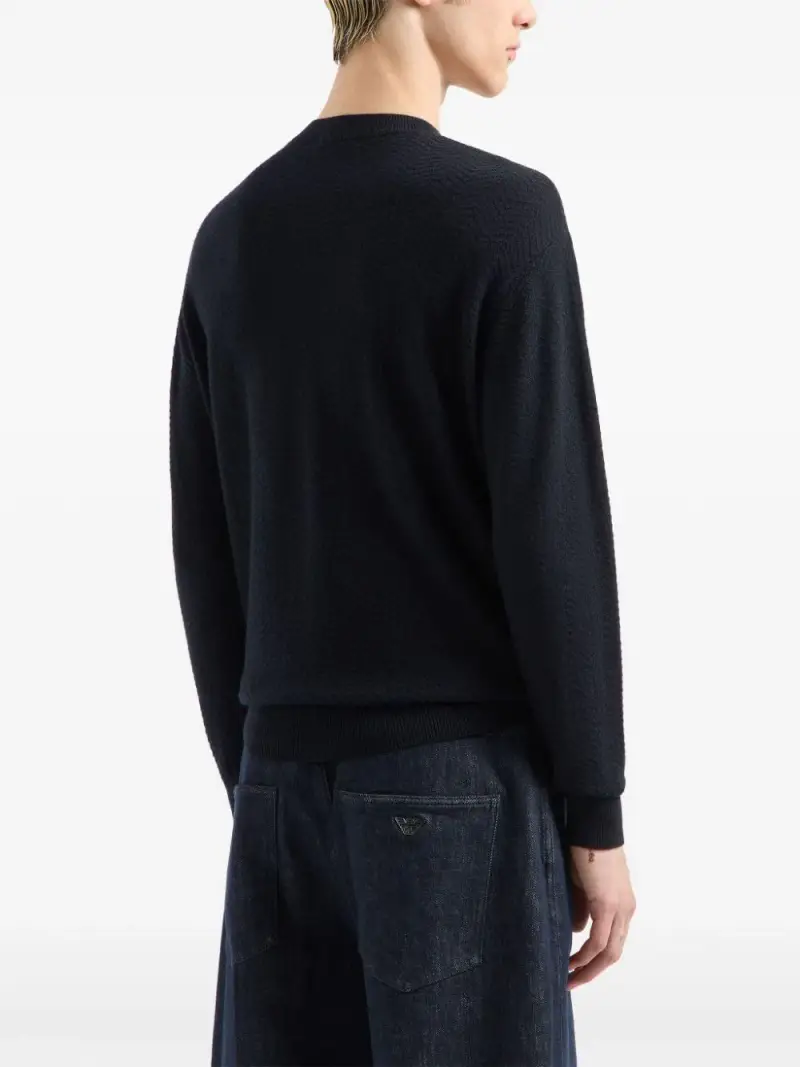 Maglione blu motivo chevron miniatura 2