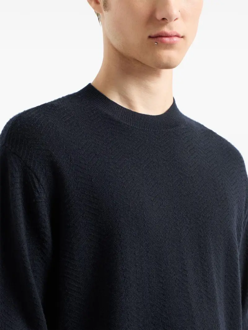 Maglione blu motivo chevron miniatura 3