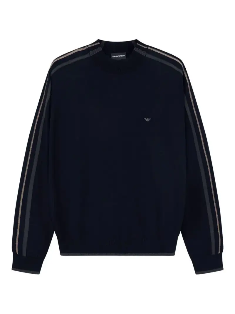 Maglione blu navy con dettagli a righe