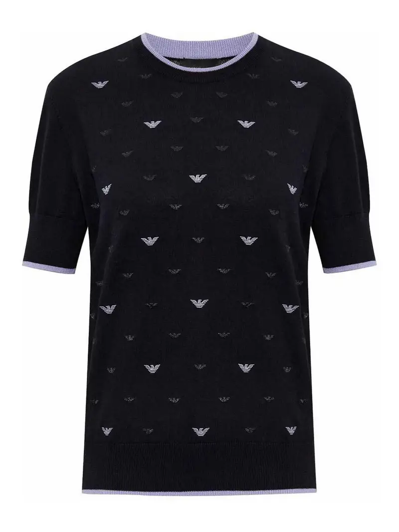 Maglione di cotone logo allover Nero