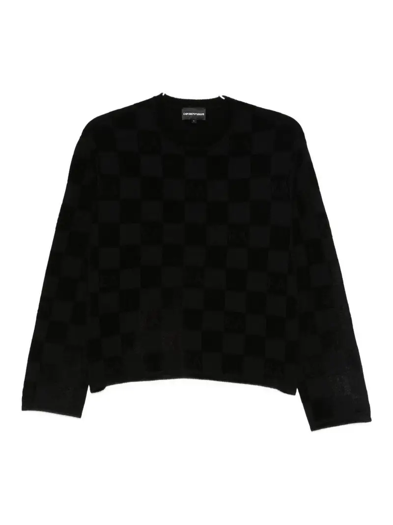 Maglione girocollo a quadri Nero
