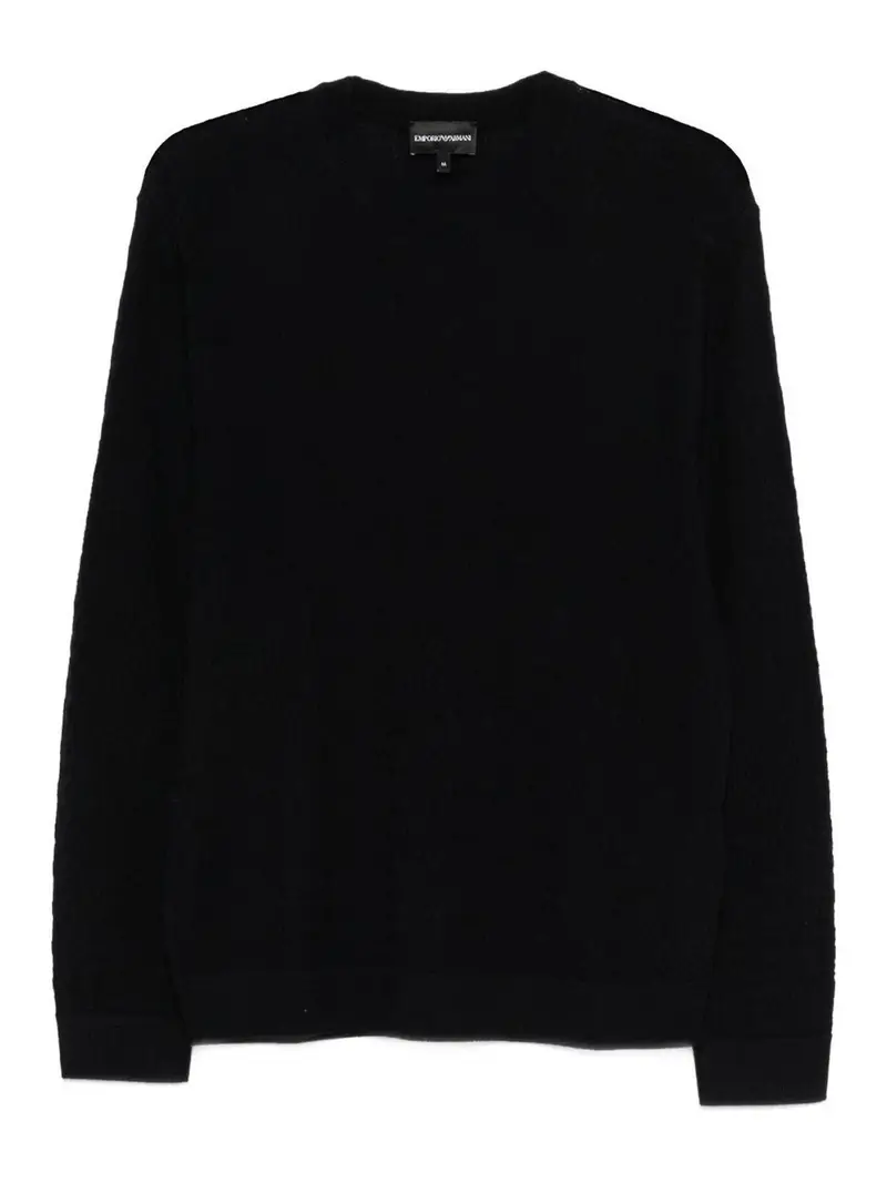 Maglione Girocollo In Lana Blu