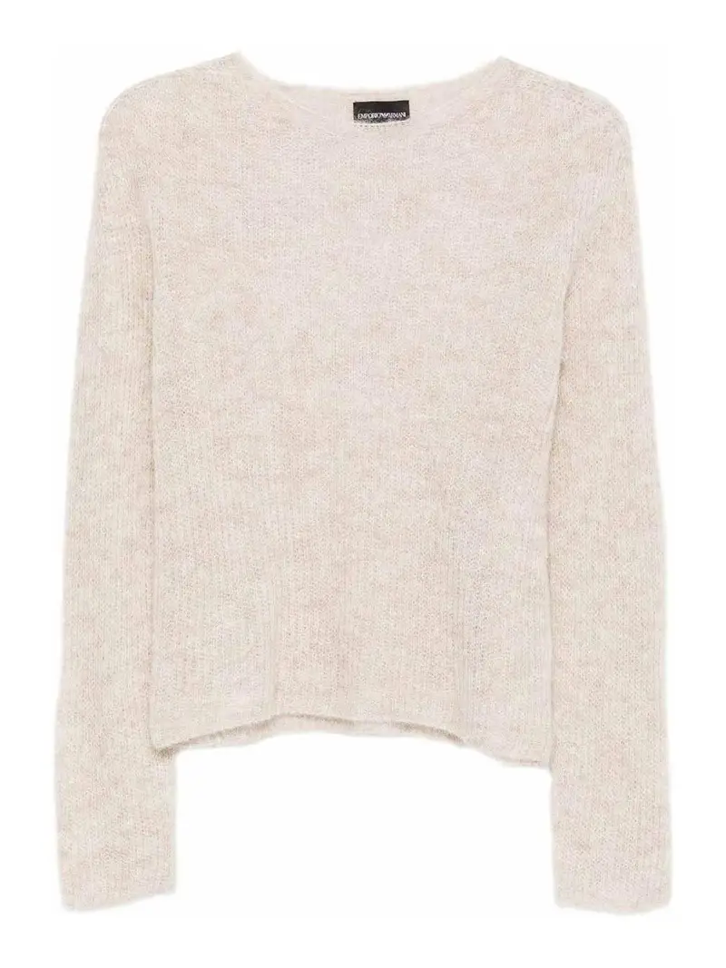 Maglione Girocollo In Misto Lana Beige