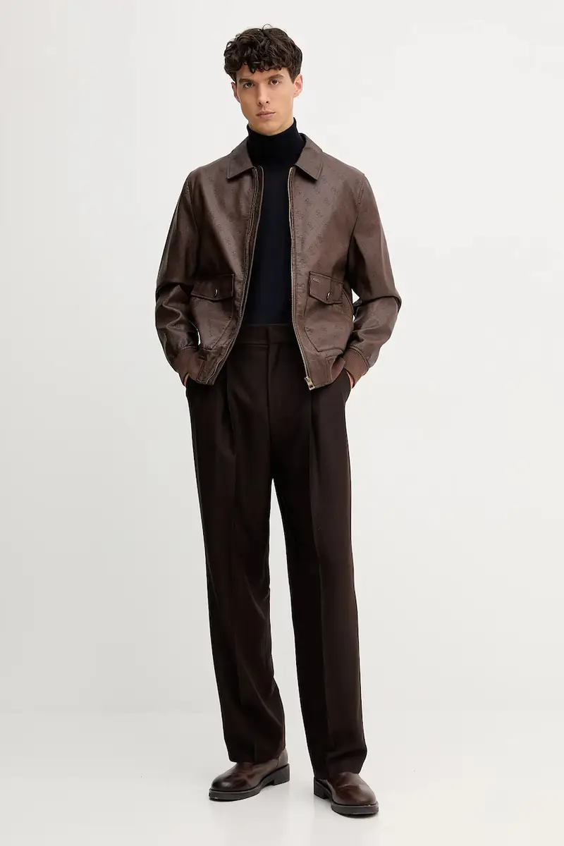 maglione in lana uomo colore blu navy 8N1M43 1M67Z miniatura 2