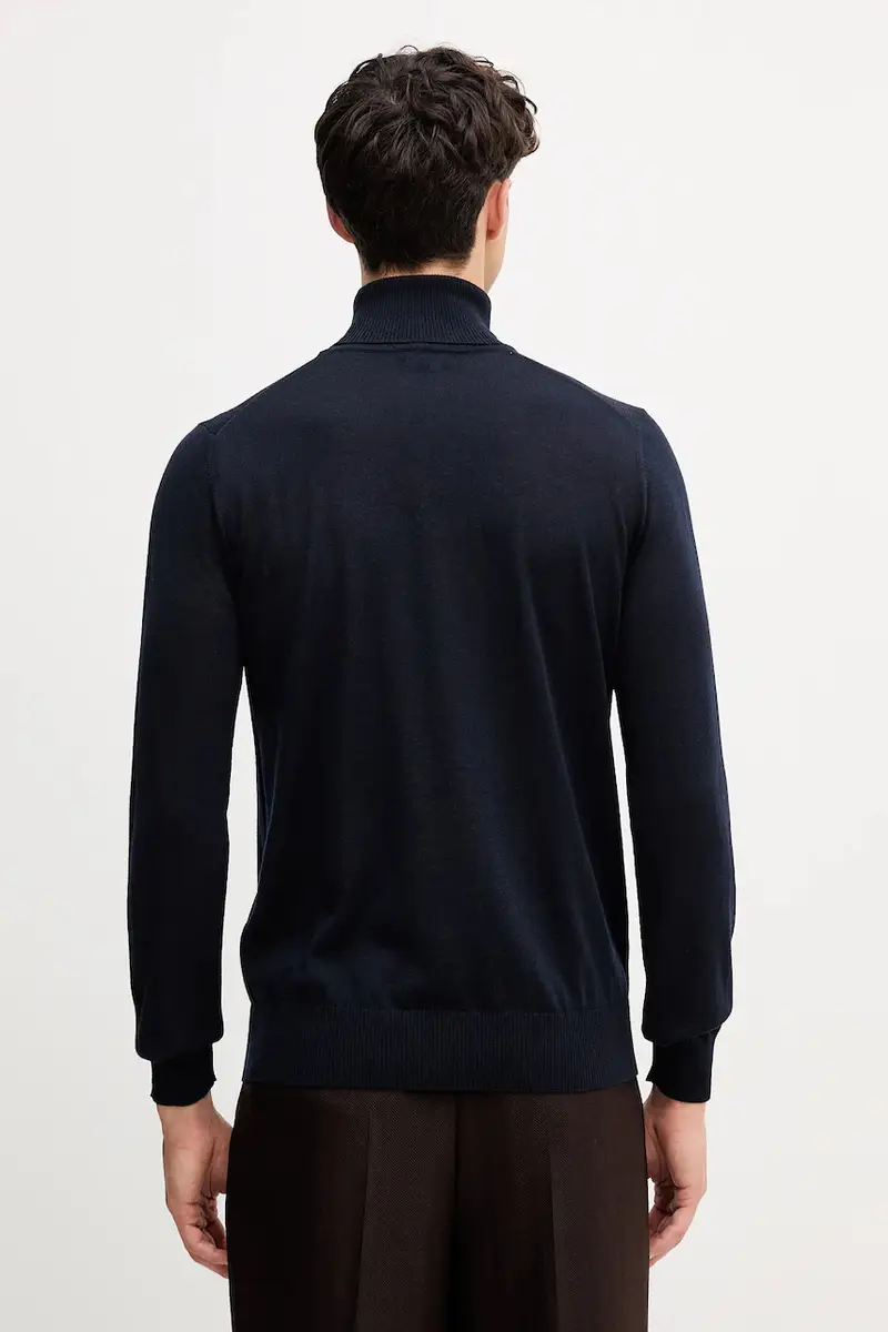 maglione in lana uomo colore blu navy 8N1M43 1M67Z miniatura 3