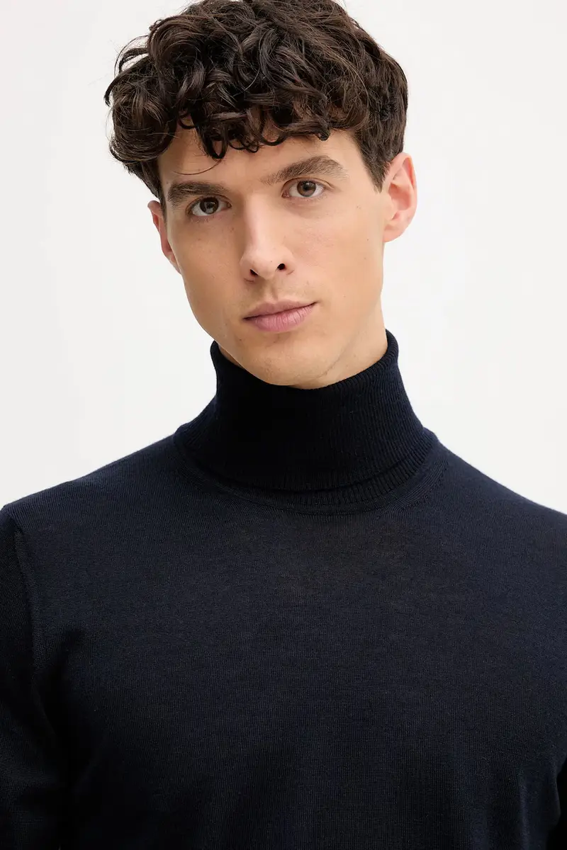 maglione in lana uomo colore blu navy 8N1M43 1M67Z miniatura 4